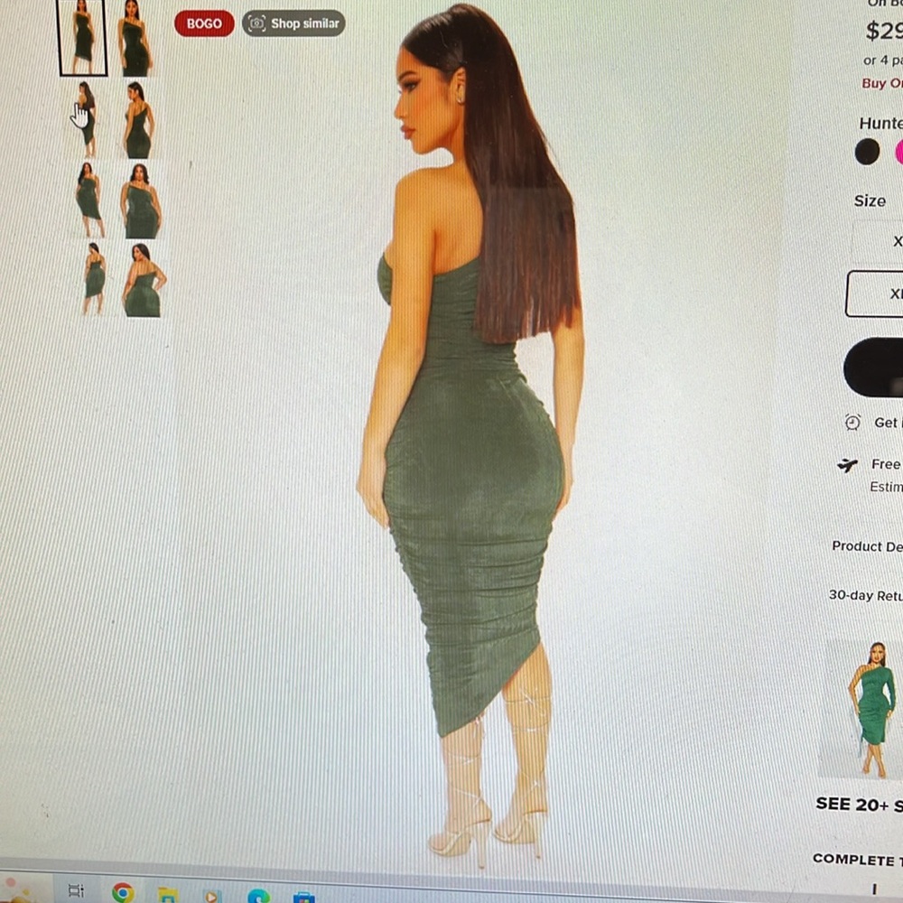 NWT Midi dress-size XL. On board slinky by FashionNova. 1 shoulder, green.